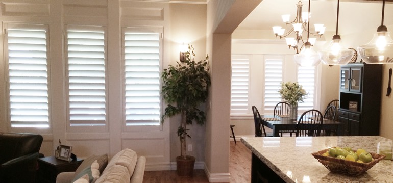 Charlotte shutters in dining room and family room